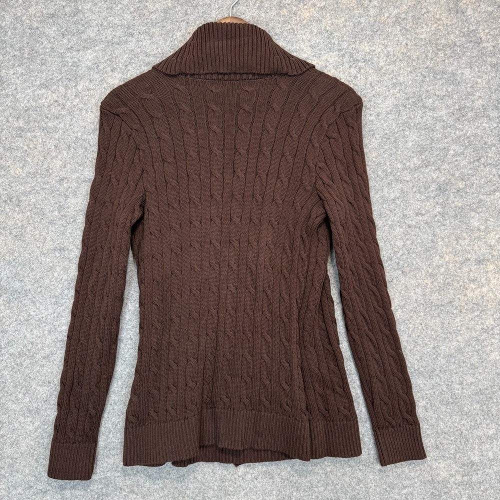 Lauren Ralph Lauren Cardigan Heavyweight Chunky Knit Sweater Medium Wrap Buckle - Picture 10 of 11